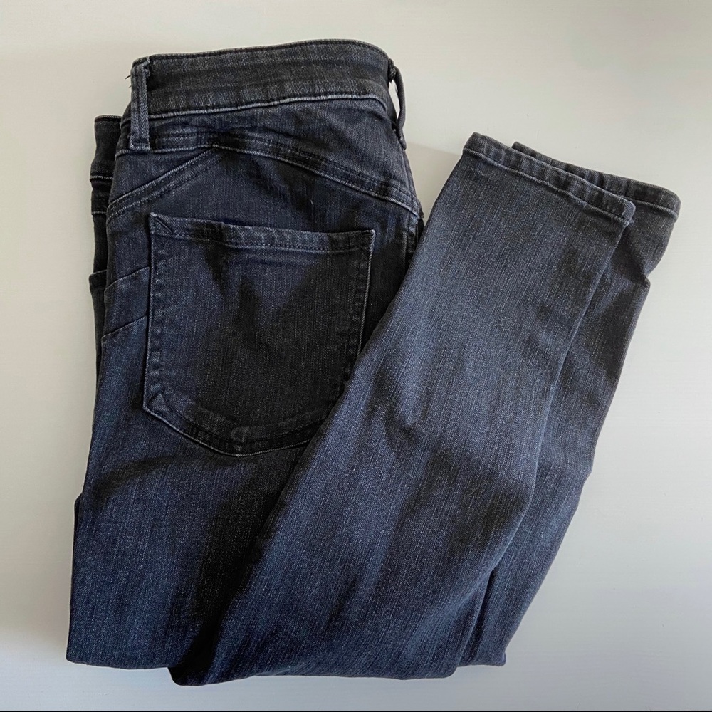 Express Mid Rise Denim Washed Black Skinny Jeans
